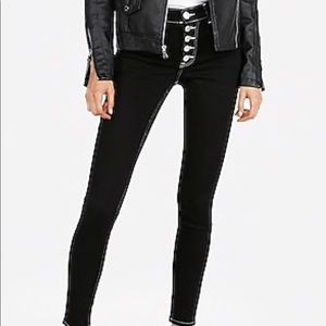 Express High Waisted Black Button Fly Jean